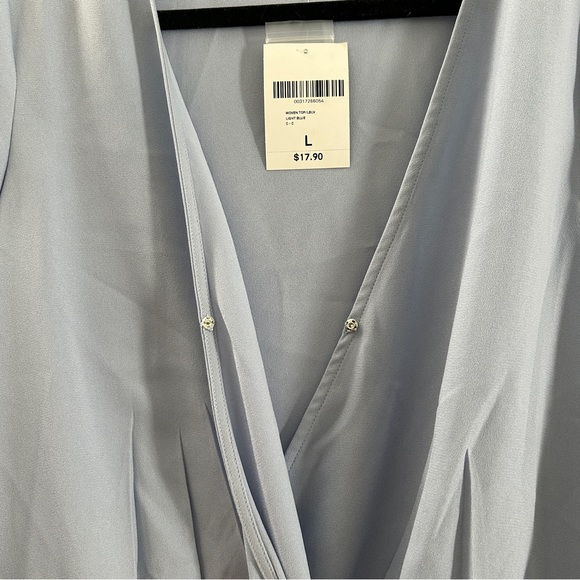 NWT Long Sleeve Faux Wrap Blouse with Hidden Snap - Picture 3 of 6